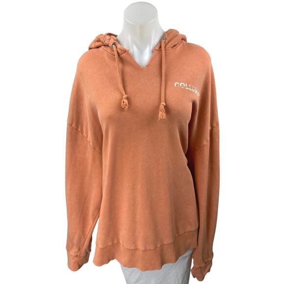 Collusion Women's Orange Long Sleeve Hooded Hoodie Sweatshirt Sweater Top Sz XL - Picture 1 of 5